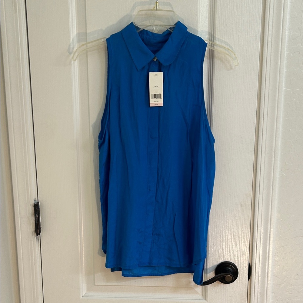 Ann Taylor Royal Blue Sleeveless Blouse